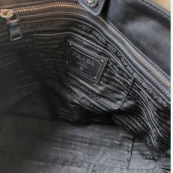 AUTHENTICATED PRADA 2WAY CALFSKIN BAG BLACK SILVER HARDWARE EUC - Picture 7 of 9